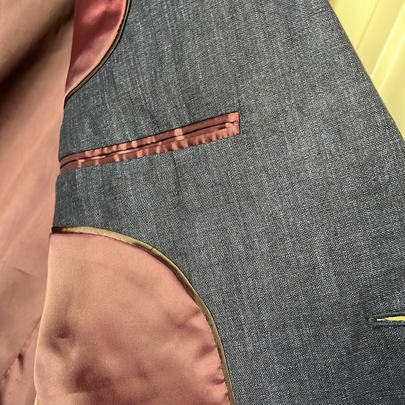 Blue Linen Blazer Jacket Size 42R 100% Linen NWT 42 R - Picture 7 of 11